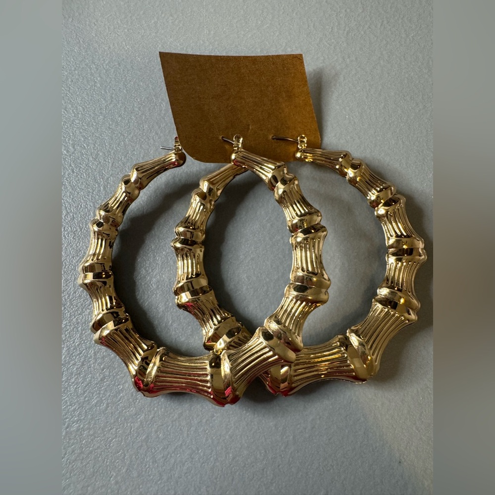 🛍️Any 5 items for $15 🛍️ Gold Bamboo Hoop Earrings